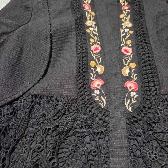 Chico's Floral Embroidered Lace‎ Open Front Cardigan Boho Chic Women's 2 Large - Picture 4 of 7